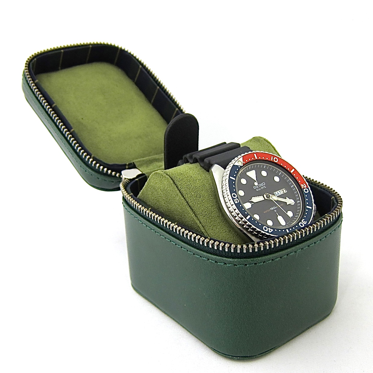 DiLoro レザージッパー腕時計ケース 旅行や保管用 ファスナー付きケースで4つの時計を安全に保管 ブラック